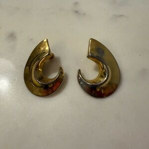 Vintage Napier Gold Crescent Clip-On Screw Back Earrings